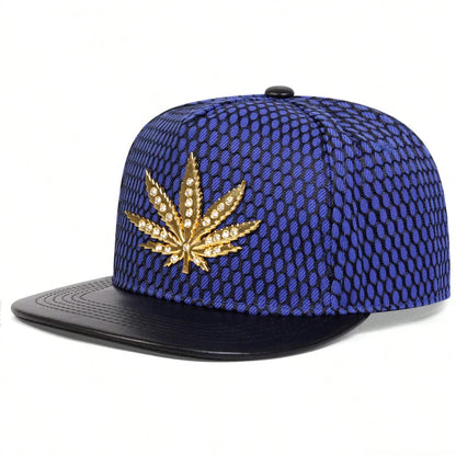 Unisex Diamond Hemp Leaf Label Hip-Hop Hats Spring Autumn