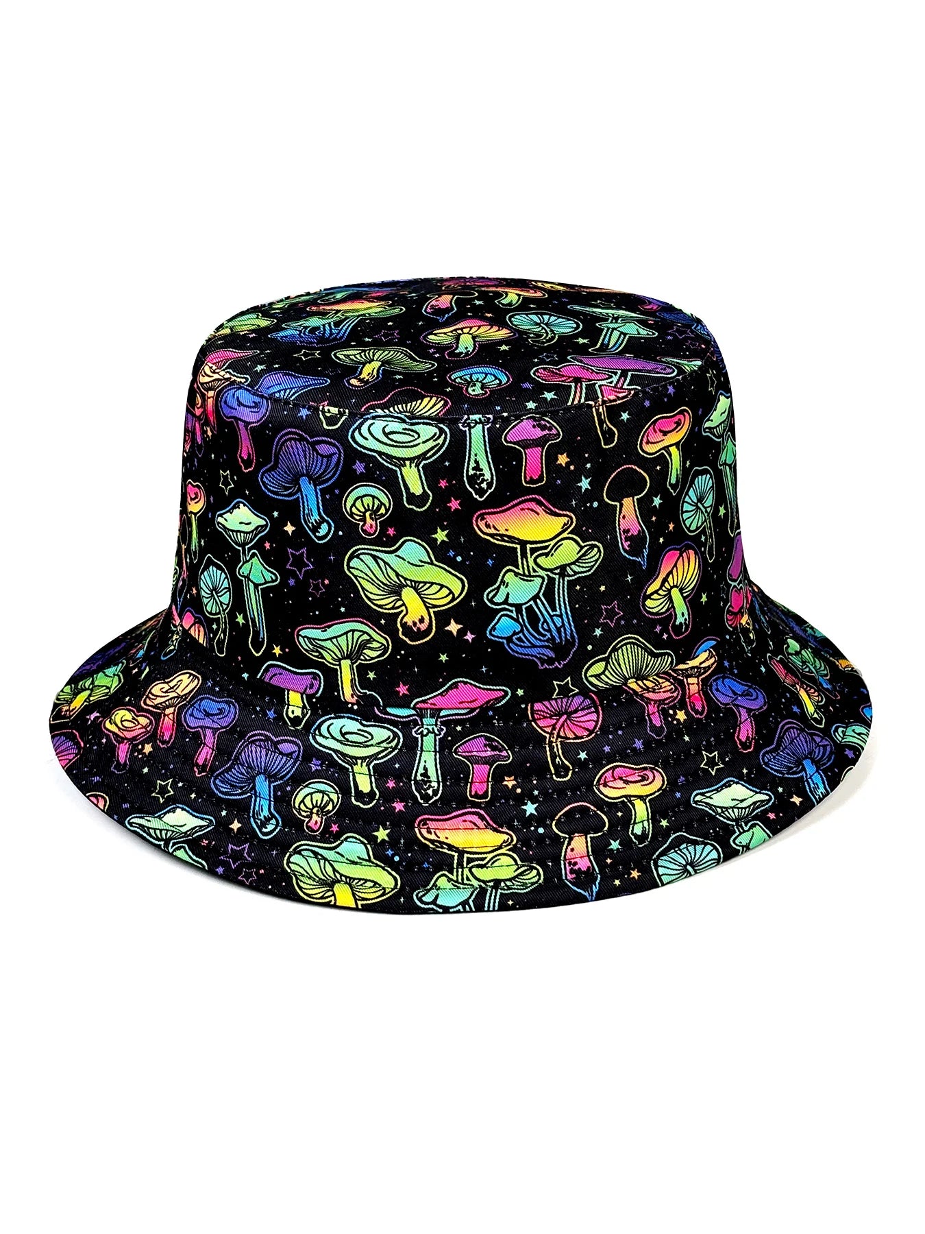 Dreamy Colorful Mushroom Bucket Hat, Reversible Sun Hat