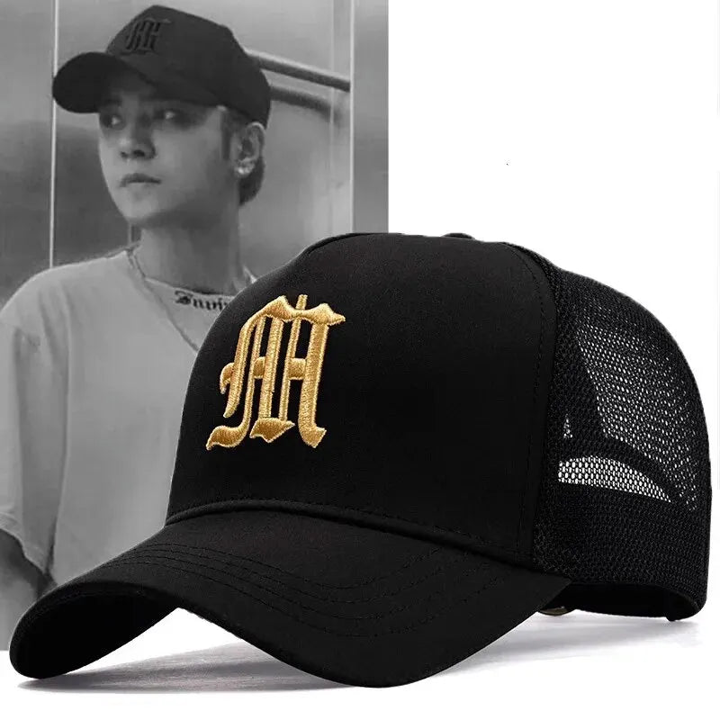 Hat Men's Summer Thin High Top Baseball Cap Tide Big Head Fence Mesh Breathable Cap