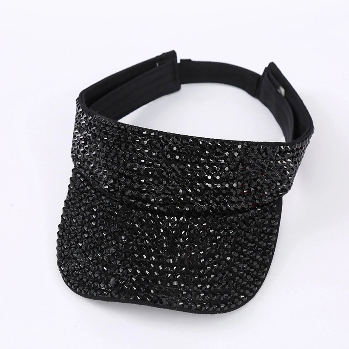 Glitter Visor Shiny Rhinestones Sport Cap Solid Empty Top Hats