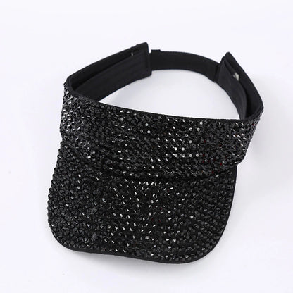 Glitter Visor Shiny Rhinestones Sport Cap Solid Empty Top Hats