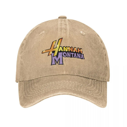 Hannah Montana Logo Baseball Cap Fashion Distressed Washed Miley Cyrus Funny