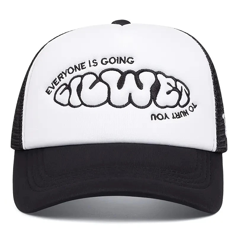 A Little Girl with A Crying Face, A Sponge Embroidered Baseball Cap, A Men's and Women's Outdoor Mesh Baseball Cap for Casual