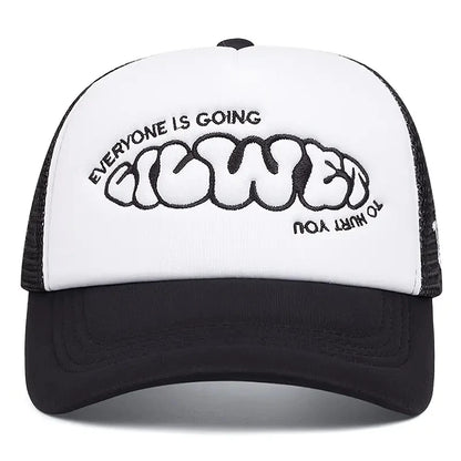 A Little Girl with A Crying Face, A Sponge Embroidered Baseball Cap, A Men's and Women's Outdoor Mesh Baseball Cap for Casual