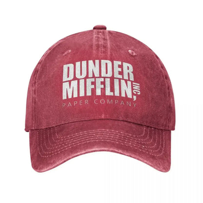 Classic Dunder Mifflin Logo Baseball Caps Men Women Distressed Denim Washed Sun Cap