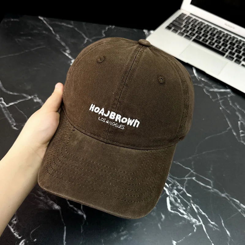 Youth Korean Fashion Washed Letter Baseball Cap