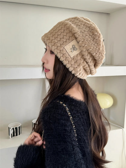 Warm Beanie Fashionable Pile Hat Leopard Print Plush Hat