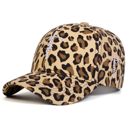 Unisex Letter Cross Embroidery Leopard Pattern Baseball Caps