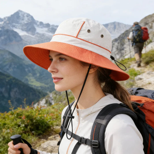 Color-Blocked Wide-Brimmed Sun Hat