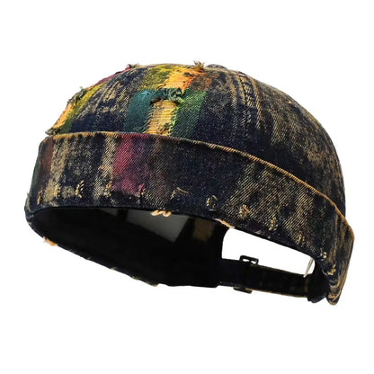 2026 Unisex Single‑Piece Beanie, Distressed Colorful Denim Fisherman Cap