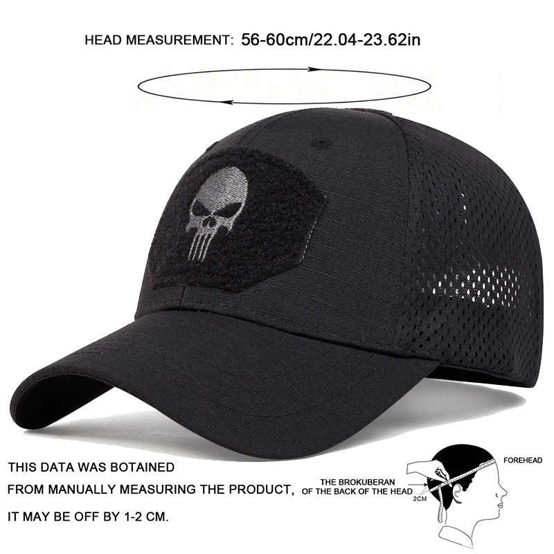 Unisex Skull Embroidery Label Breathable Baseball Caps