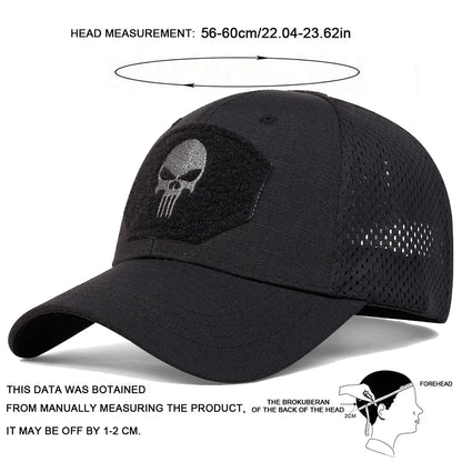 Unisex Skull Embroidery Label Breathable Baseball Caps