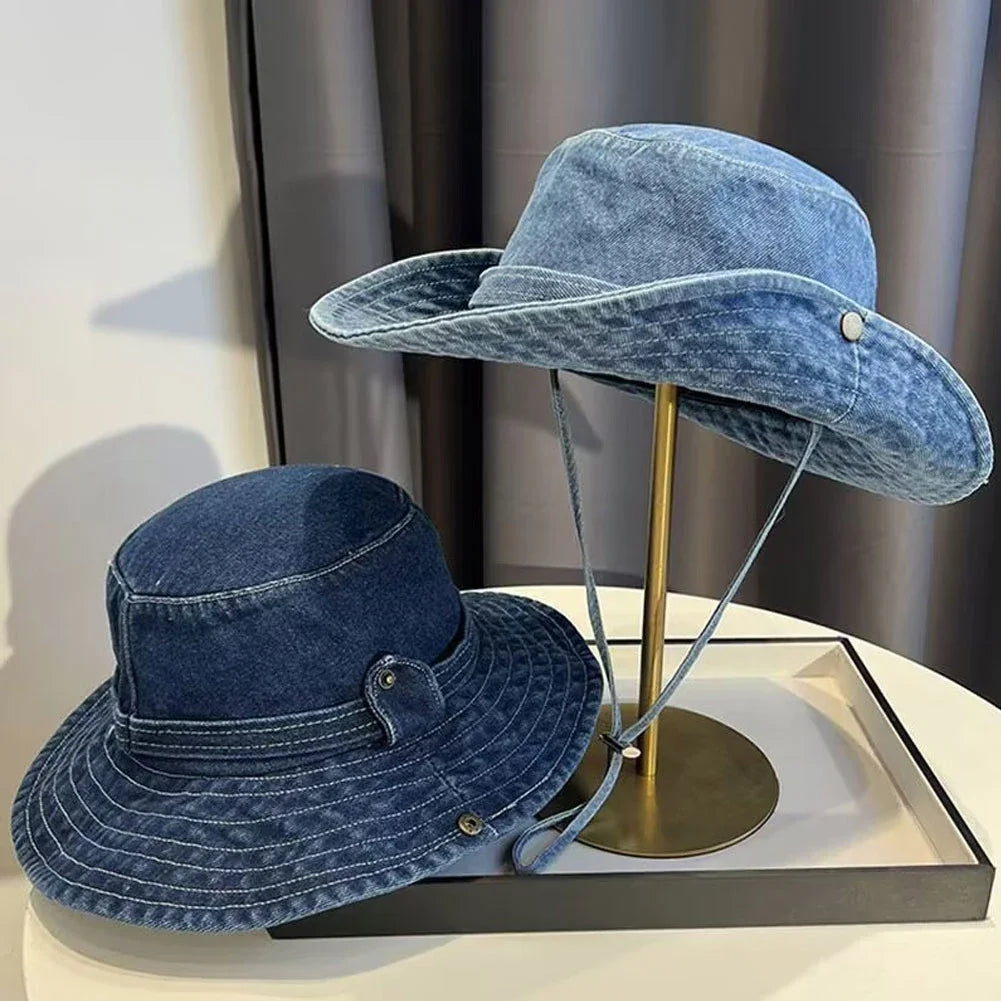 Unisex Vintage Washed Denim Bucket Hat