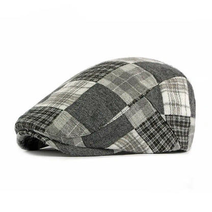 Autumn And Winter Polyester Plaid Print Newsboy Caps
