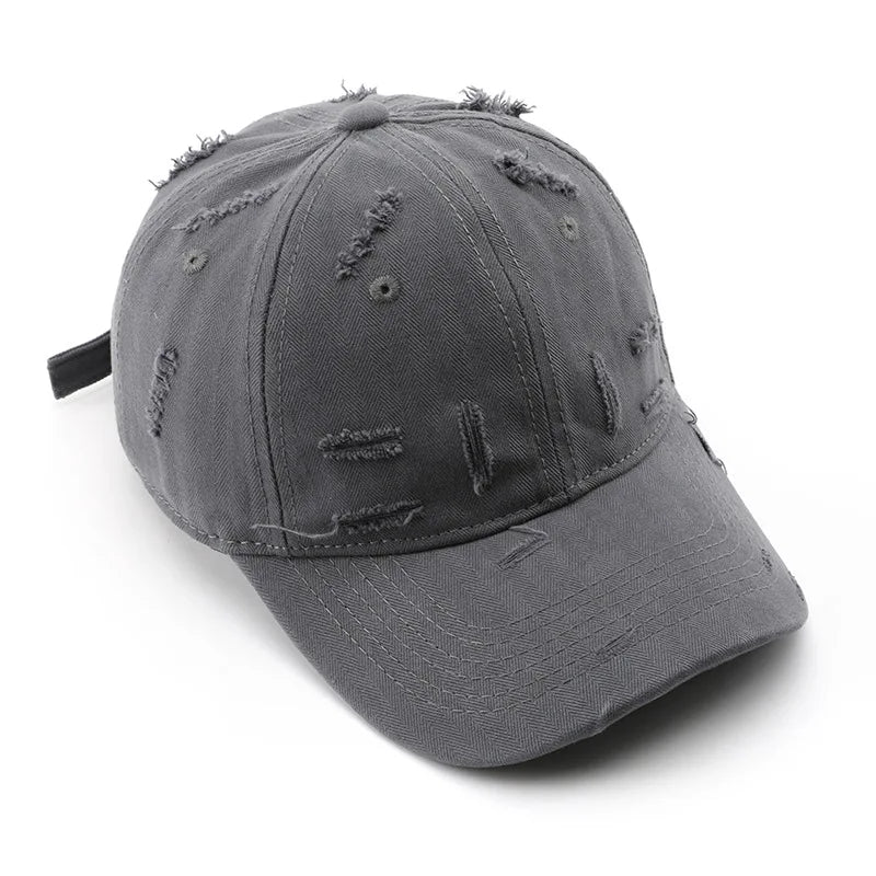 Vintage Distressed Baseball Cap, Casual Adjustable Cotton Hat