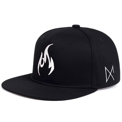 Unisex Flame Embroidered Hip Hop Hat Outdoor