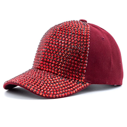 Women Diamond Inlay Cap Simple Plain Baseball Cap Female