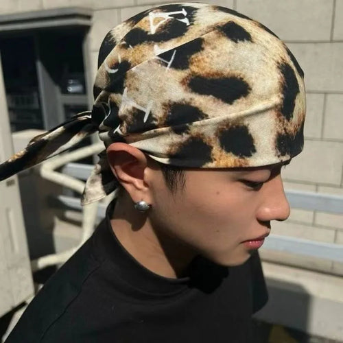 New Hip Hop Punk Leopard Print Cotton Scarf Breathable Cap