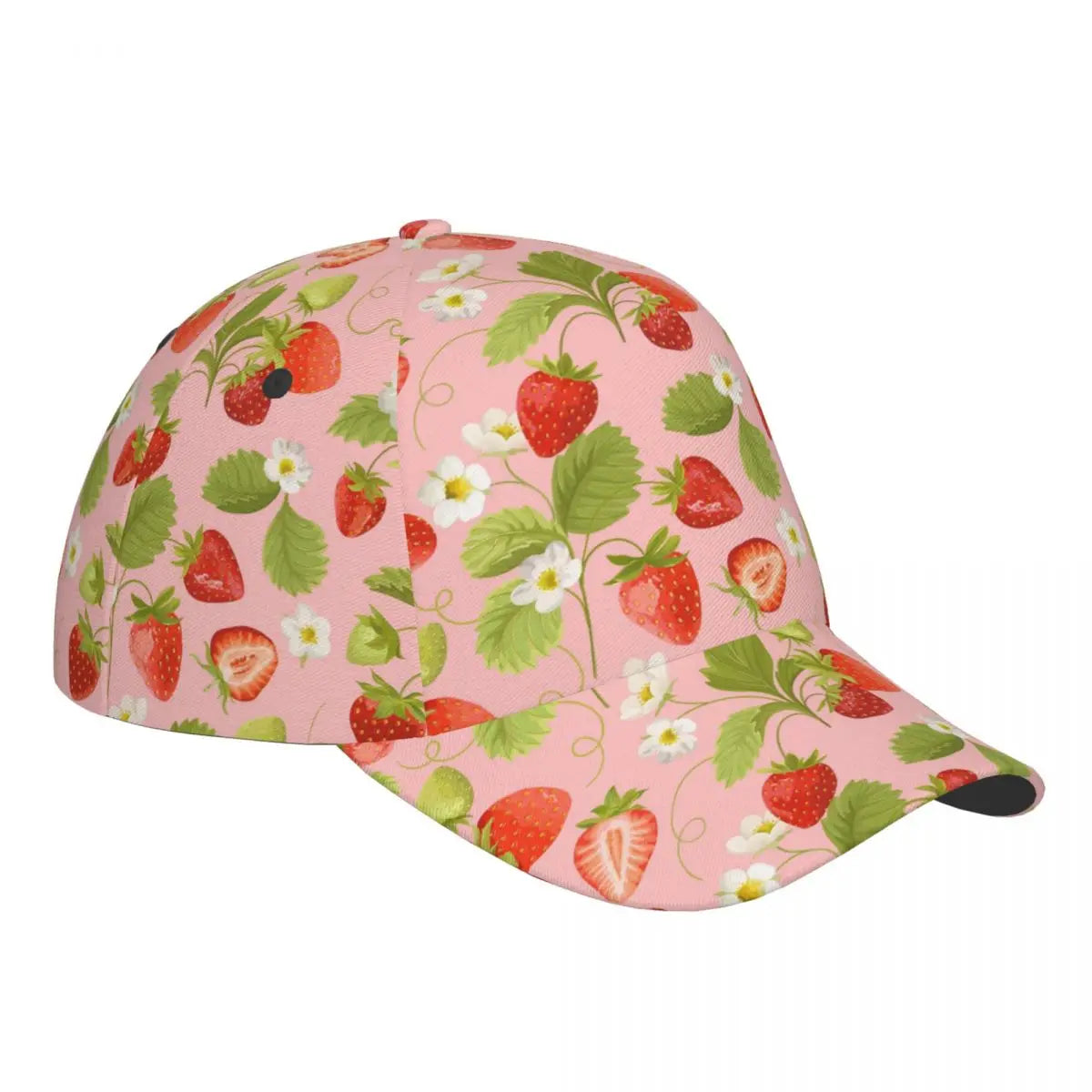 Strawberry Pattern Baseball Cap Adjustable Polyester Snapback Hat