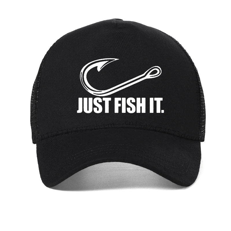 Men Fishing Cap Letter Print Just Fish It  Baseball Cap Summer