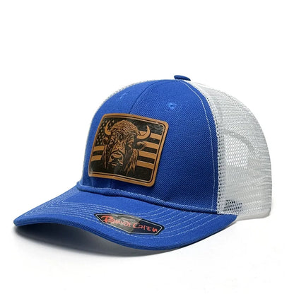 Bison Flag Leather Patch Baseball Cap for Men