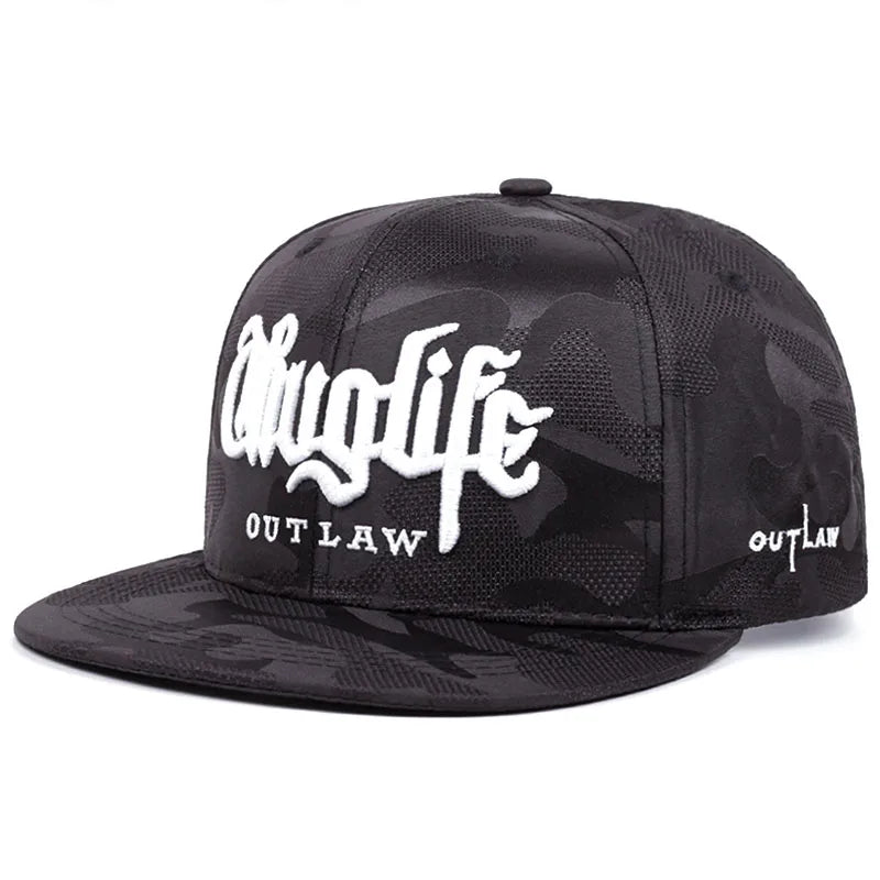 Fashion Personalized New Flat Brimmed Hat Riot Life Embroidered Street Hip Hop Hat