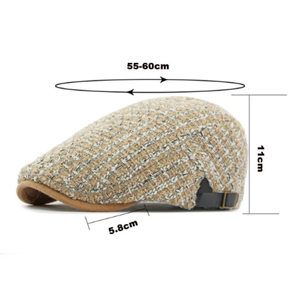 Autumn New Knit Plaid Baker Boy Cap Vintage British Retro Flat Ivy Beret