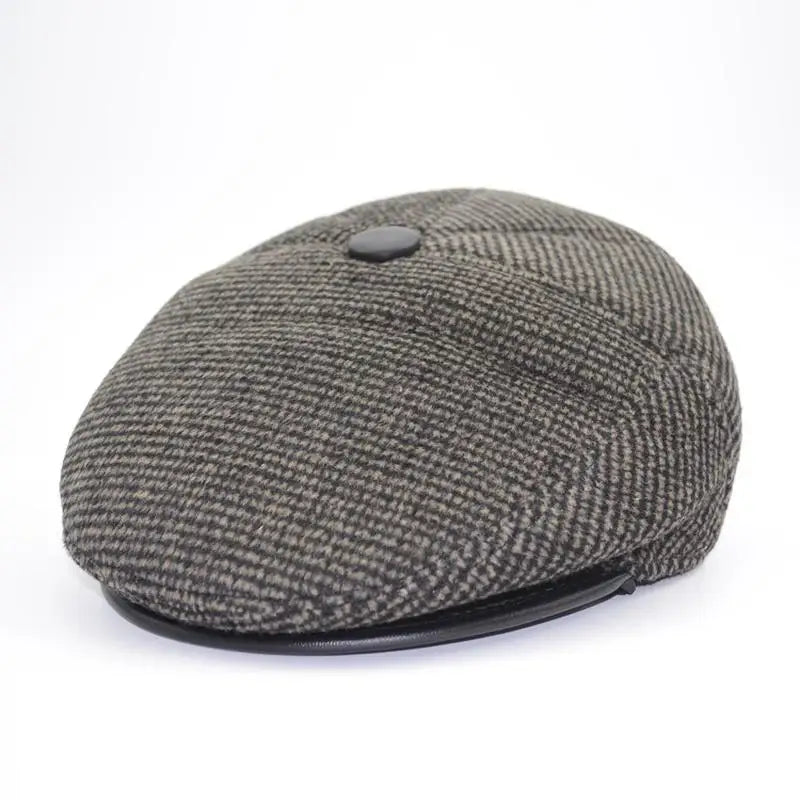 Men Middle-Aged Solid Hat Autumn And Winter Hats Warm Ear Protectors Senior Hat