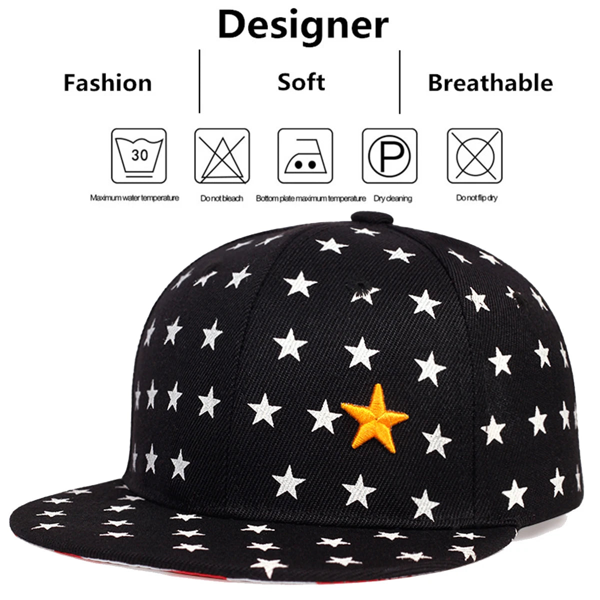 Children Five Pointed Star Embroidery Baseball Caps