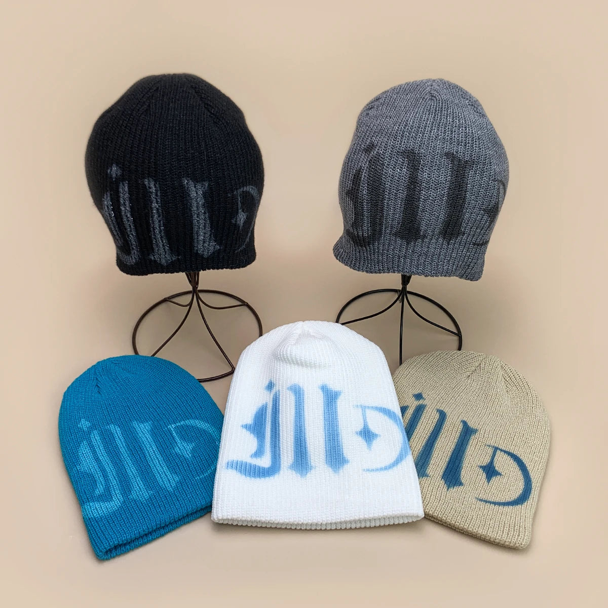 Color Block Street Sanskrit Knitted Hats Autumn And Winter New Unisex Y2k Warm
