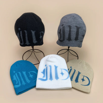Color Block Street Sanskrit Knitted Hats Autumn And Winter New Unisex Y2k Warm
