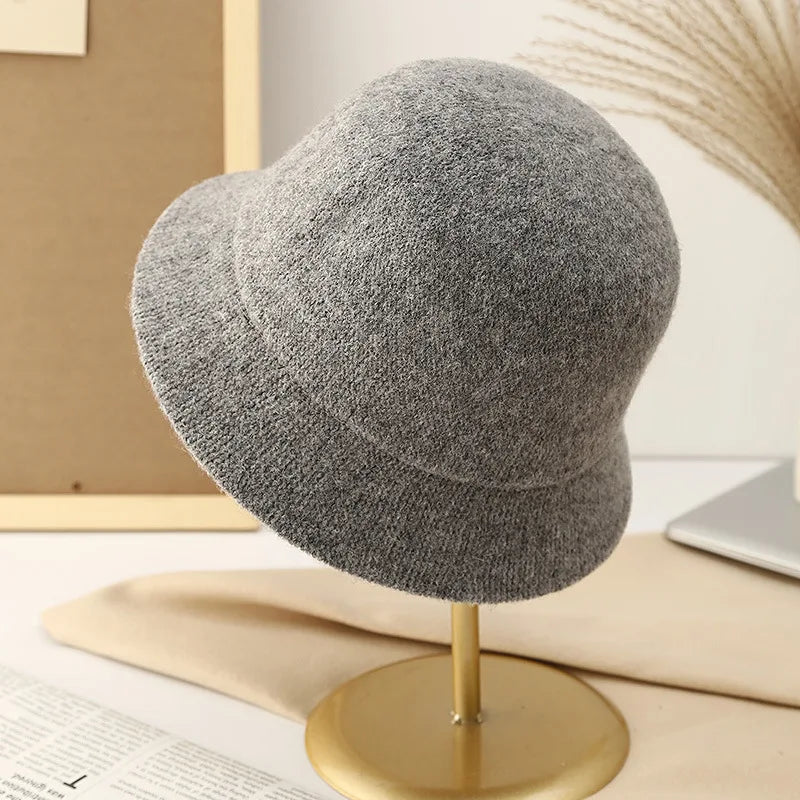 Wool Warm Winter Bucket Hats For Women