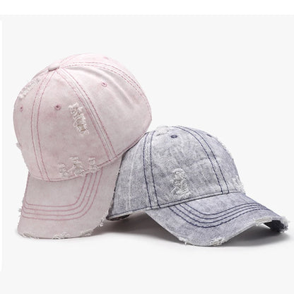 Women Men Baseball Cap Denim Cotton Faded Distressed Ripped Caps