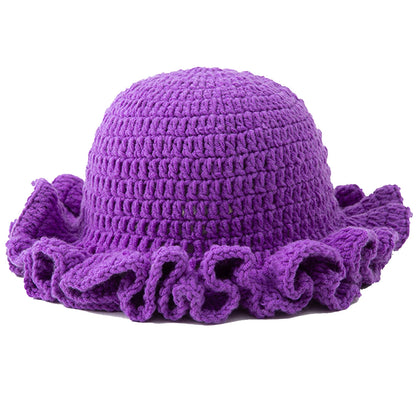 Solid Color Hand Knitted Knit Hat In Bohemian Style With Hollowed Out