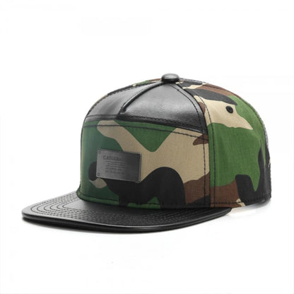 Fashion Hip Hop Hat Iron Tag Leather Checkered Pattern Adjustable Outdoor Adult Casual Sports Hat Baseball Cap