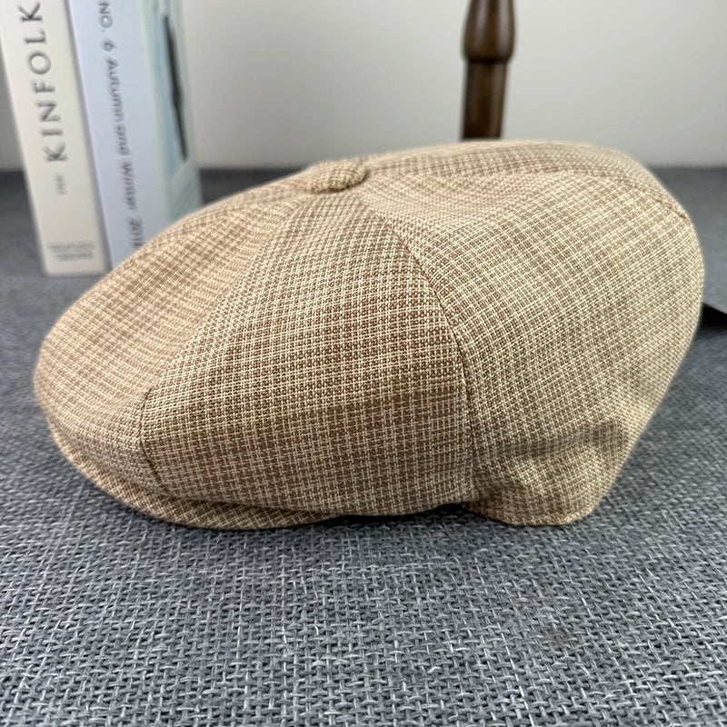 Summer Flax Newsboy Caps Breathable Octagonal Hat