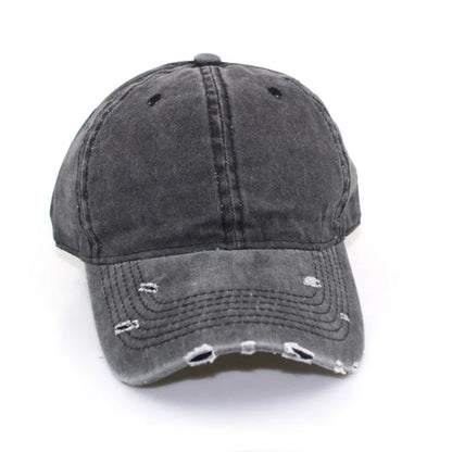 1pc Solid Distressed Perforated Mesh Washed Baseball Cap