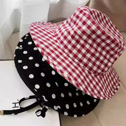 Black Dot Bucket Hats Women Sun Protection UV Protection Sun Hat