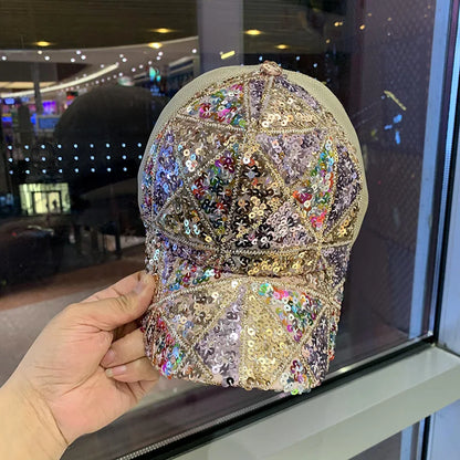 Four Seasons Mesh Sequined Hat Female Korean Baseball Cap