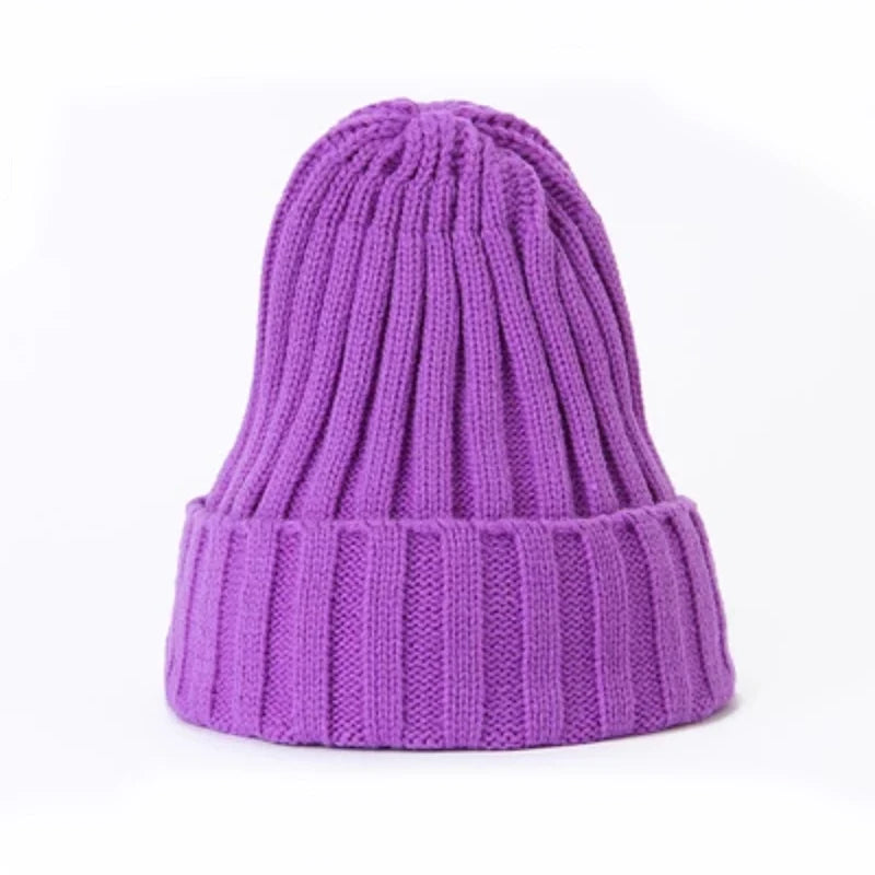 New Beanies Women Solid Knitted Warm Soft Trendy Hats
