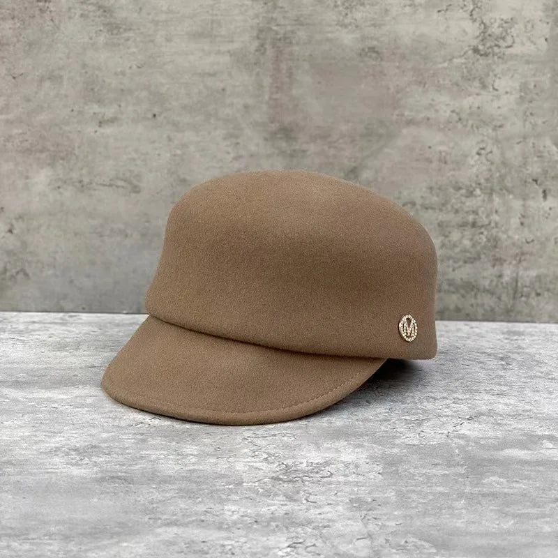 Winter Wool Felt Japan M Letter Street Visors Cap