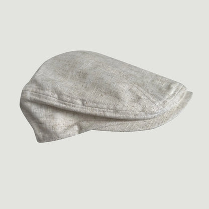 Solid Color Linen Flat Cap Breathable Summer Sun Hat