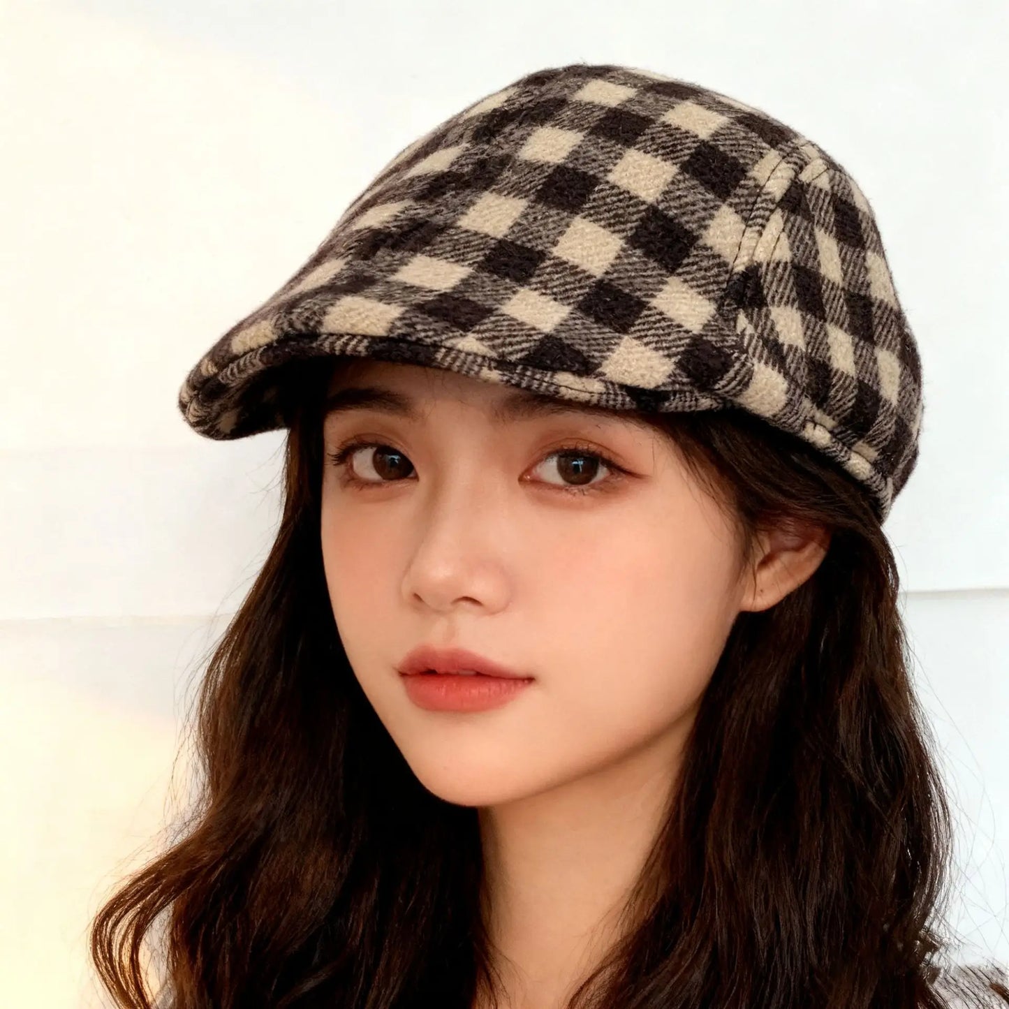 New Houndstooth Beret British Retro Forward Hat
