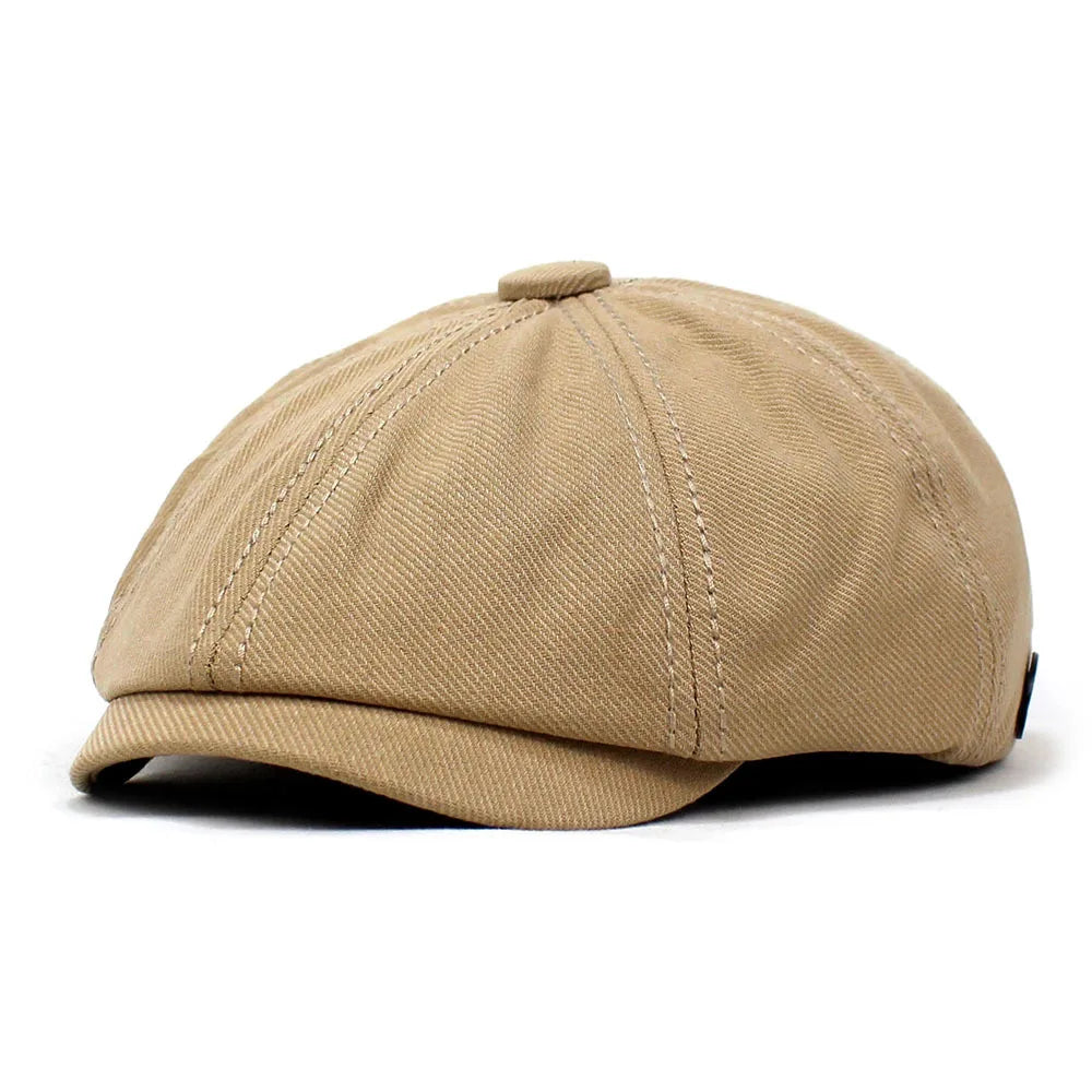 Men's Octagonal Newsboy Hat Cotton Cap French Street Style