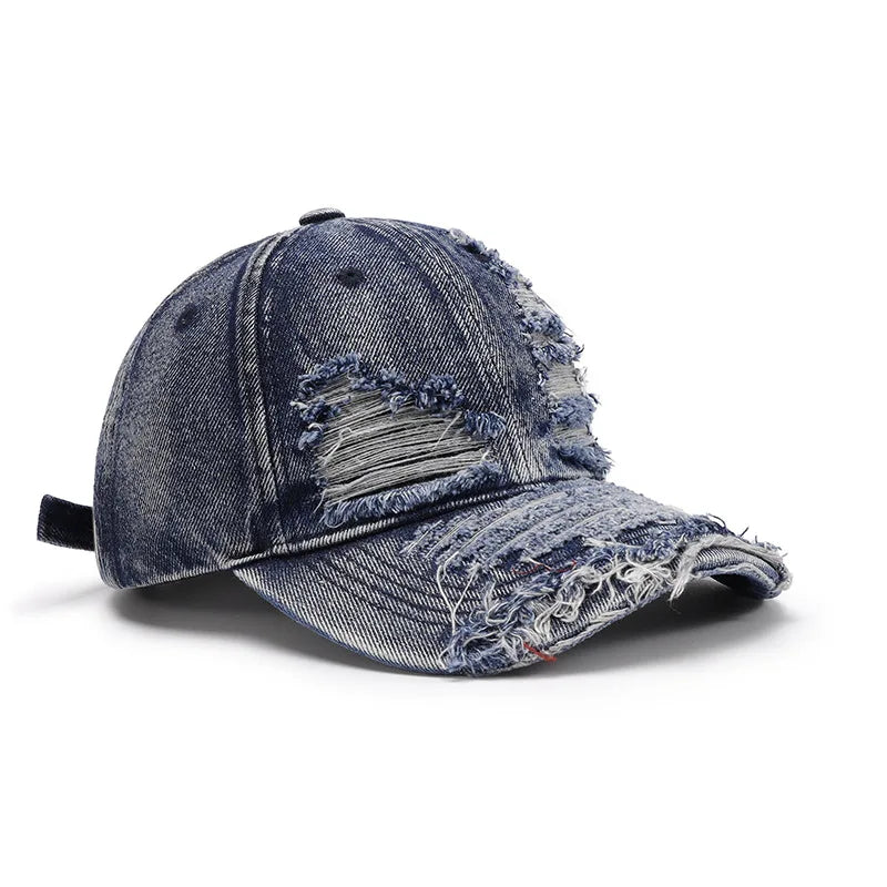Men's Distressed Denim Baseball Cap
