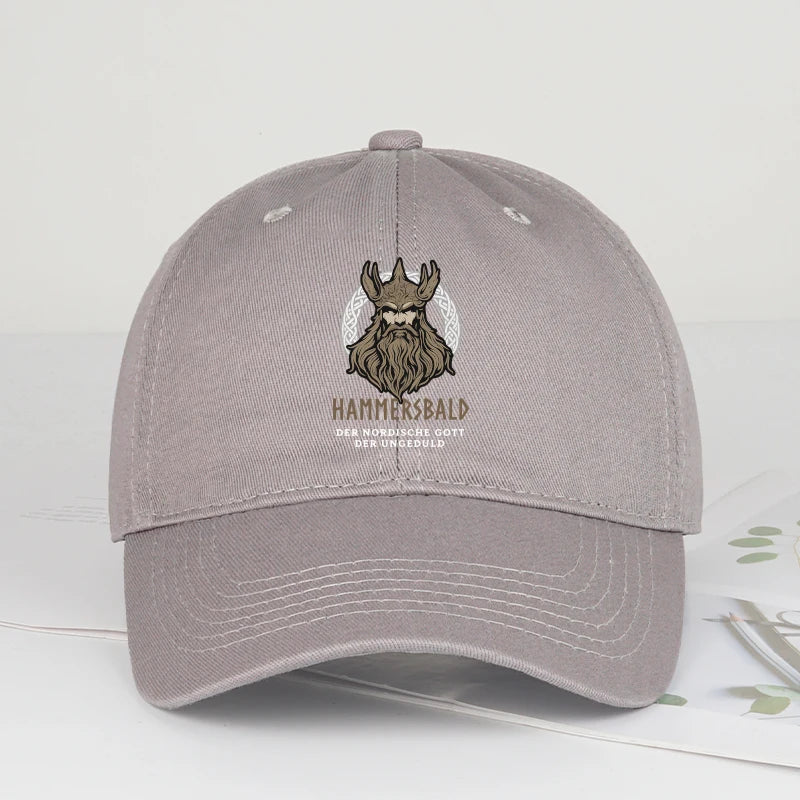 Hammers Bald Printed Baseball Cap Soft Comfortable Lightweight Breathable Adjustable Retro Viking Style