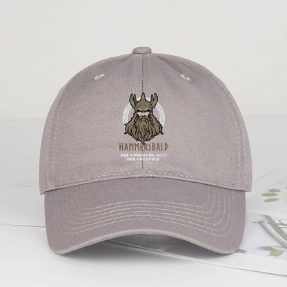 Hammers Bald Printed Baseball Cap Soft Comfortable Lightweight Breathable Adjustable Retro Viking Style