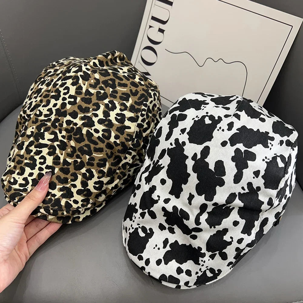 Spring Women's Retro Leopard Print Forward Cap