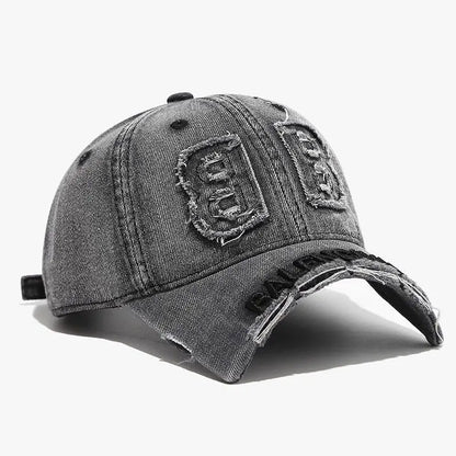 Fashion Denim Baseball Cap Women Men Hats Vintage Distressed Letters Embroidered