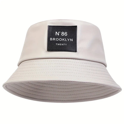 Unisex Brooklyn Panama Bucket Hat PU Leather Fisherman Hat Outdoor for Men Women